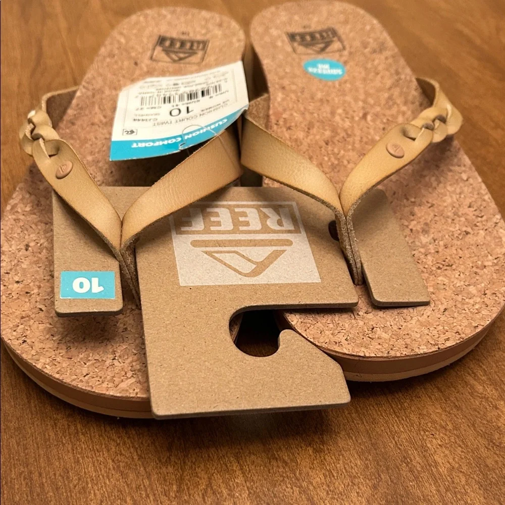 Reef Cork Flip Flops with Tan Braided Straps - Picture 3 of 4